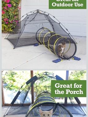 Outdoor habitat Cat Play Enclosure with Yellow-Trim Tunnel New in bags